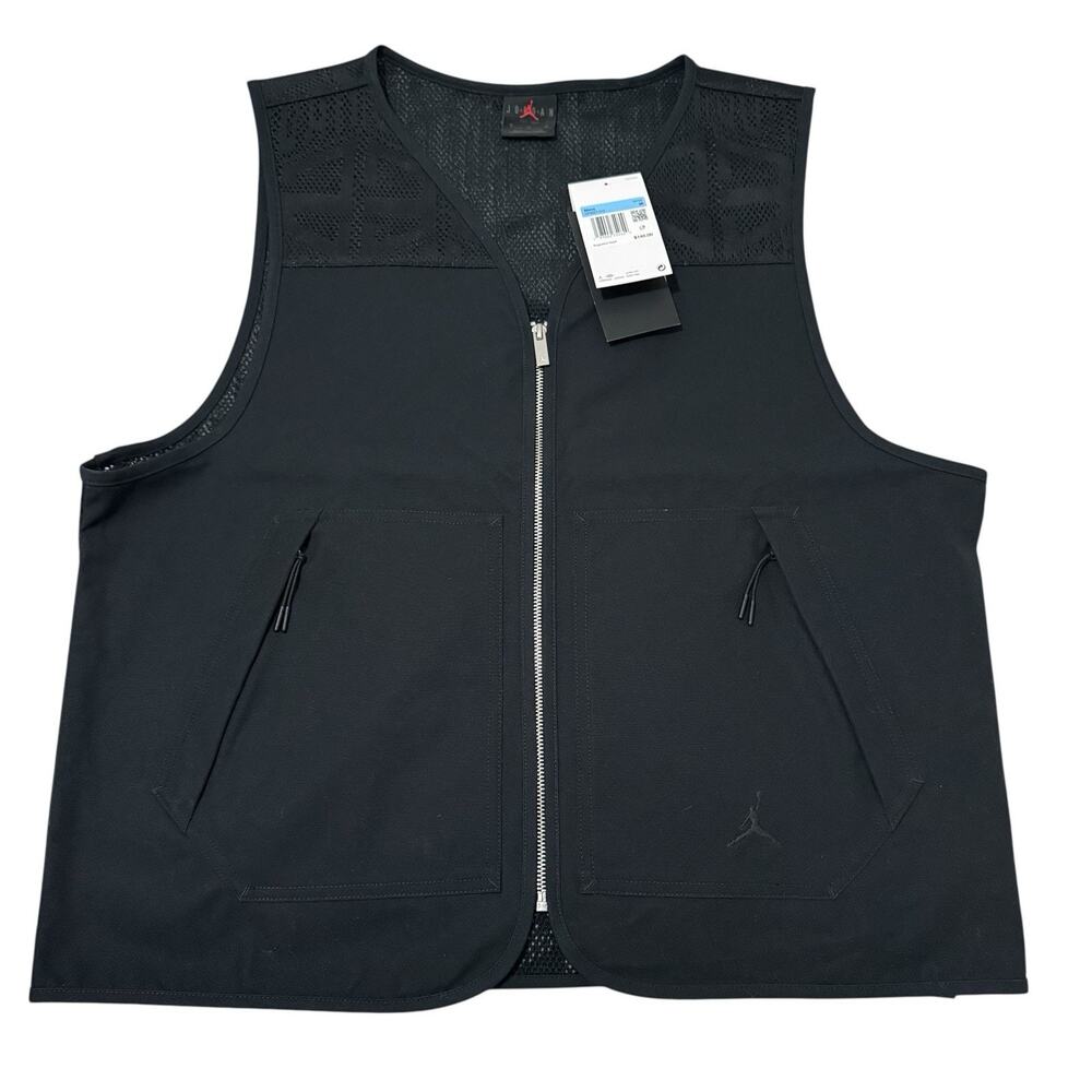 Jordan Vest Mens Medium Black HF9327-010 Active Zip Utility Pockets Sportswear